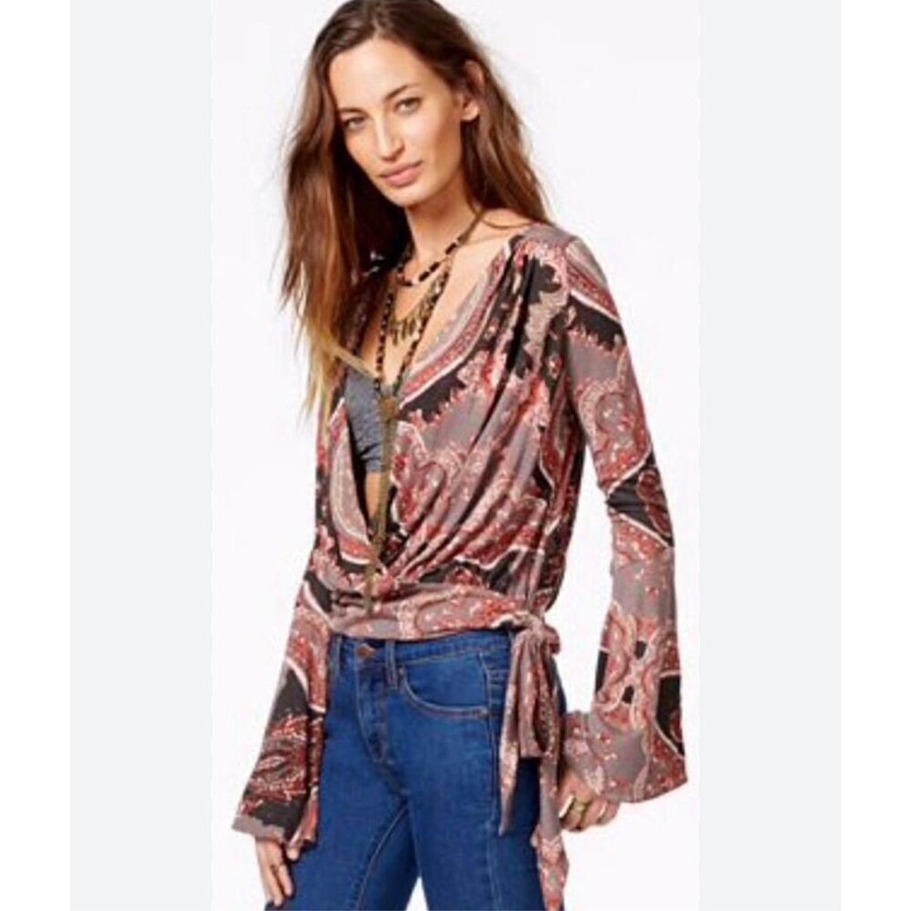 Free People Fiona bell sleeve hippy paisley boho blouse